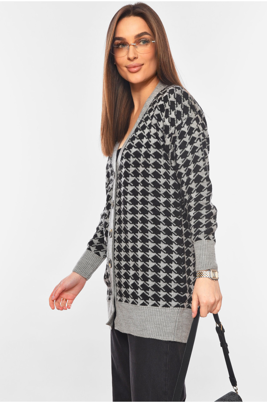 Кардиган жіночий сірого кольору з принтом 2450 199680 Кардиган жіночий сірого кольору з принтом 2450 199680