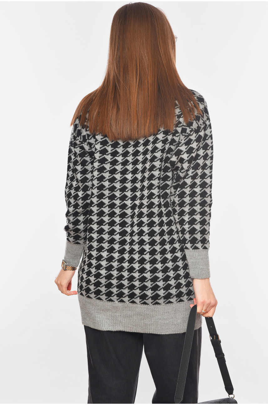 Кардиган жіночий сірого кольору з принтом 2450 199680 Кардиган жіночий сірого кольору з принтом 2450 199680