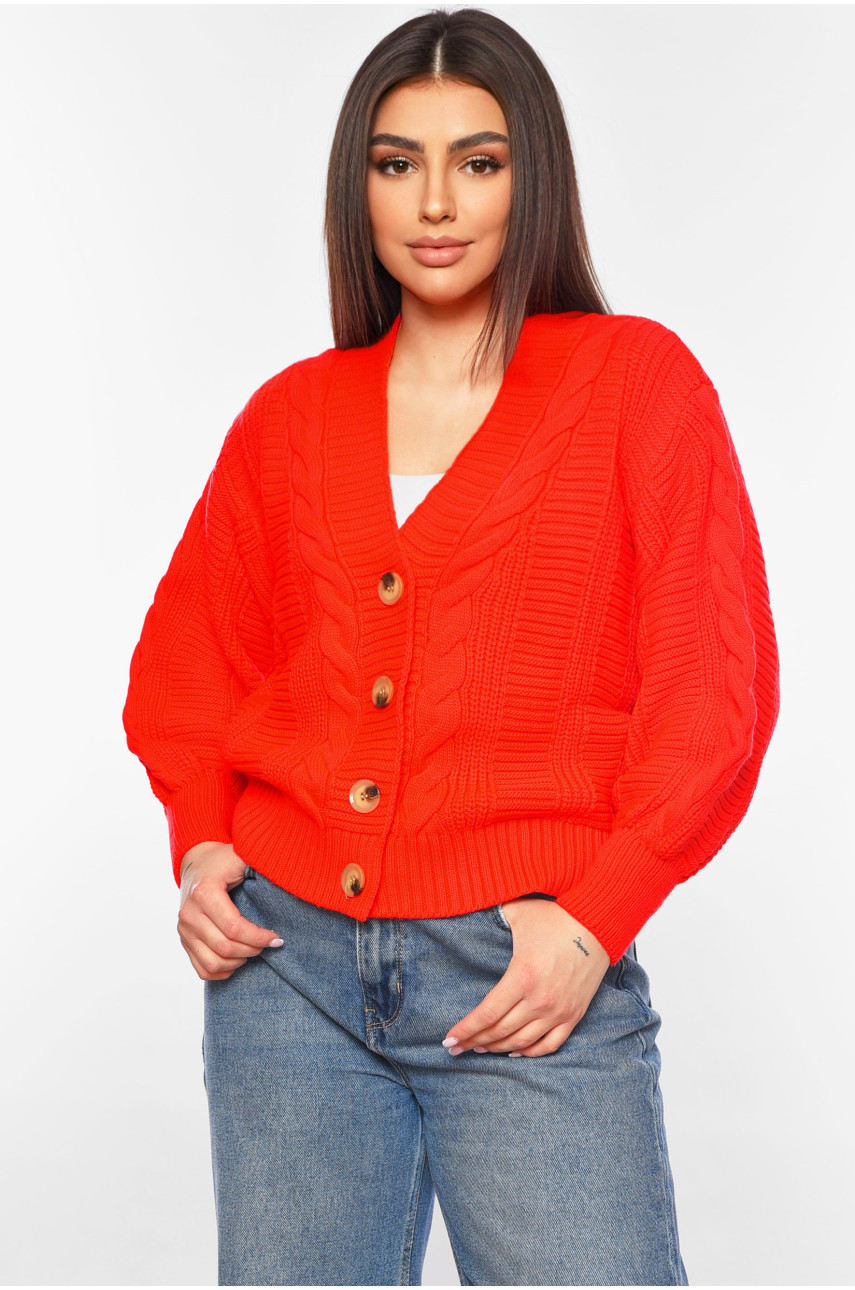 Кардиган жіночий однотонний помаранчевого кольору 6007 199681