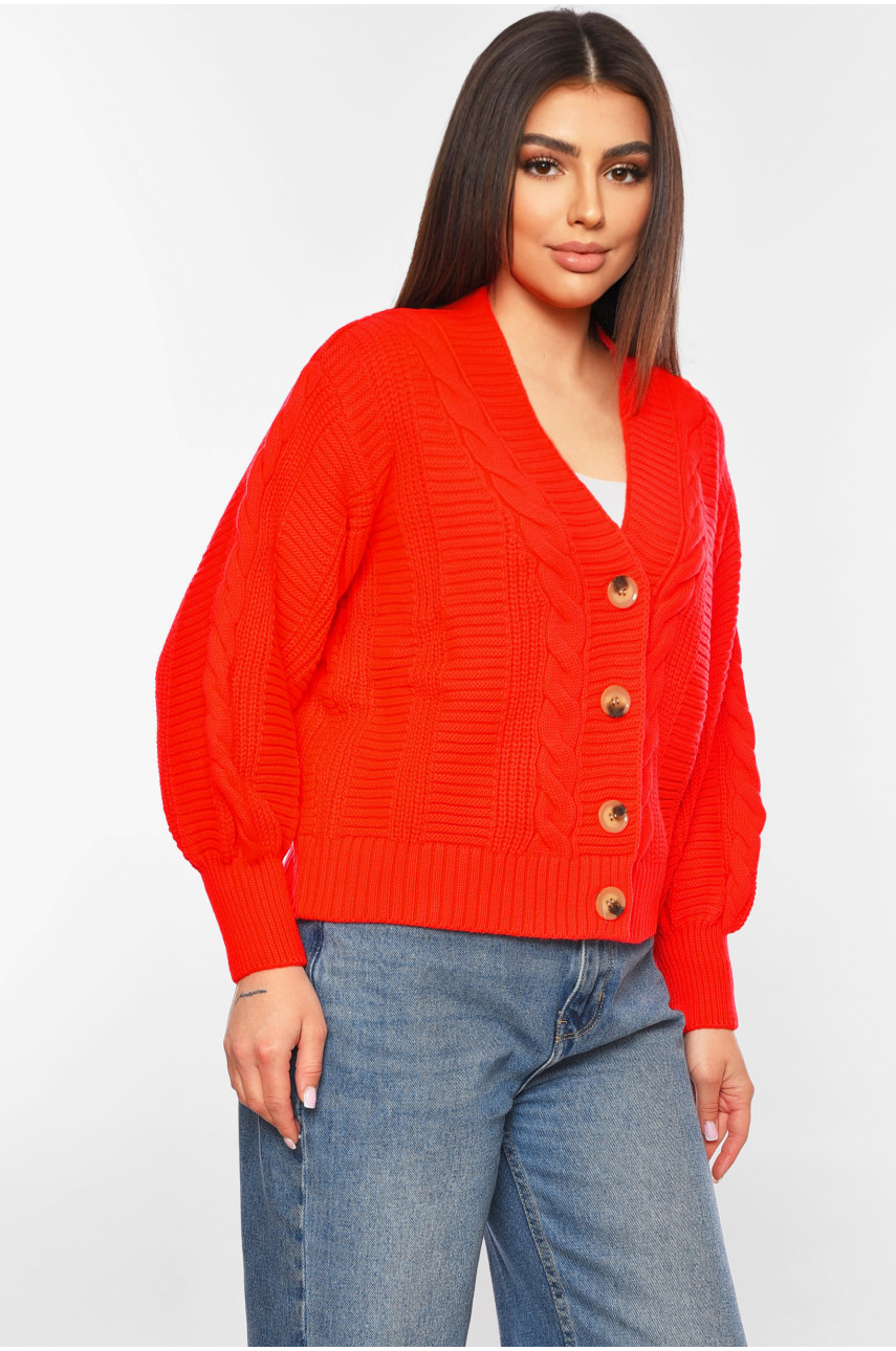 Кардиган жіночий однотонний помаранчевого кольору 6007 199681
