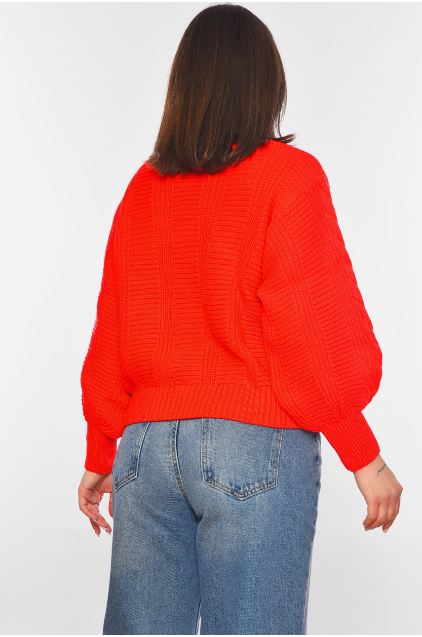 Кардиган жіночий однотонний помаранчевого кольору 6007 199681