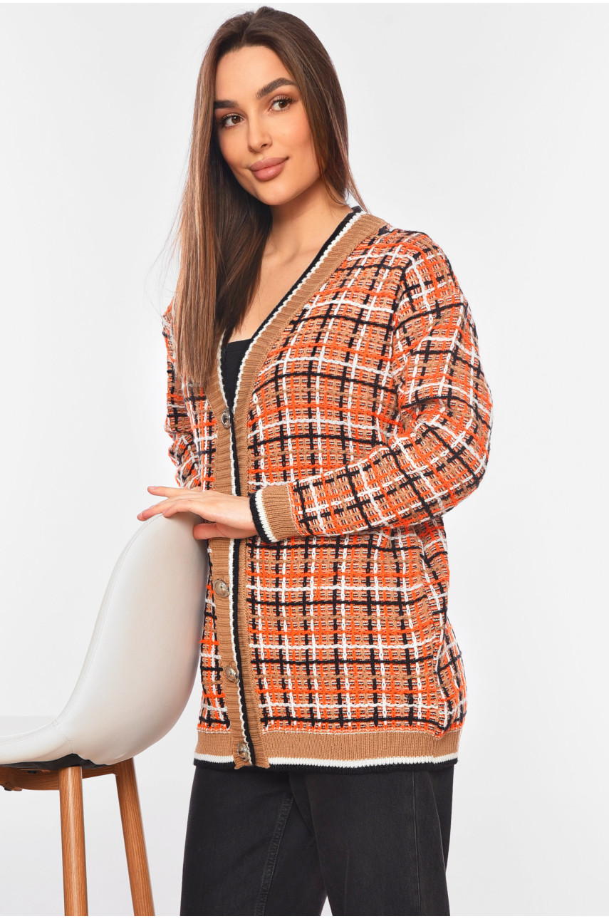 Кардиган женский бежевого цвета с принтом 6005 199682