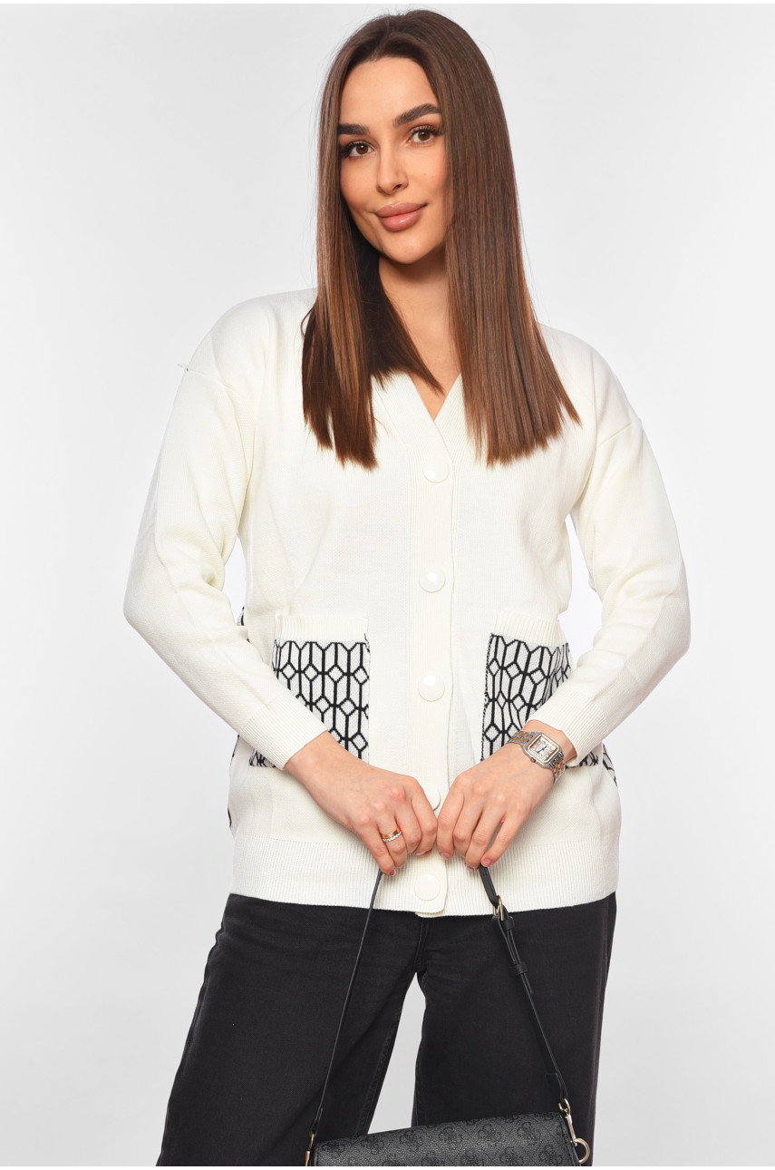 Кардиган жіночий білого кольору з принтом 7023 199685