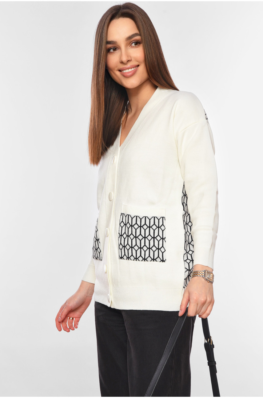 Кардиган жіночий білого кольору з принтом 7023 199685