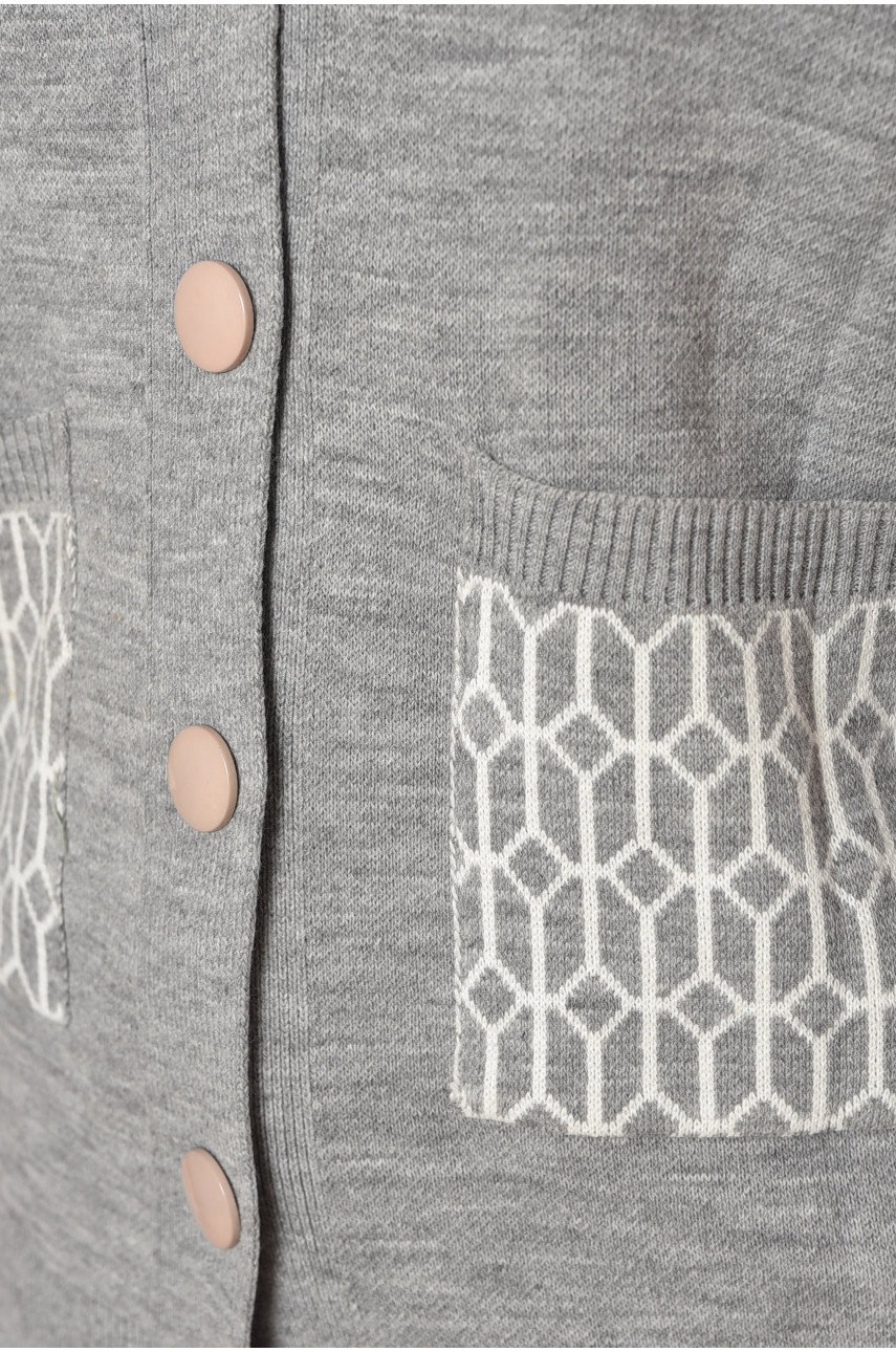 Кардиган женский серого цвета с принтом 7023 199686 Кардиган женский серого цвета с принтом 7023 199686