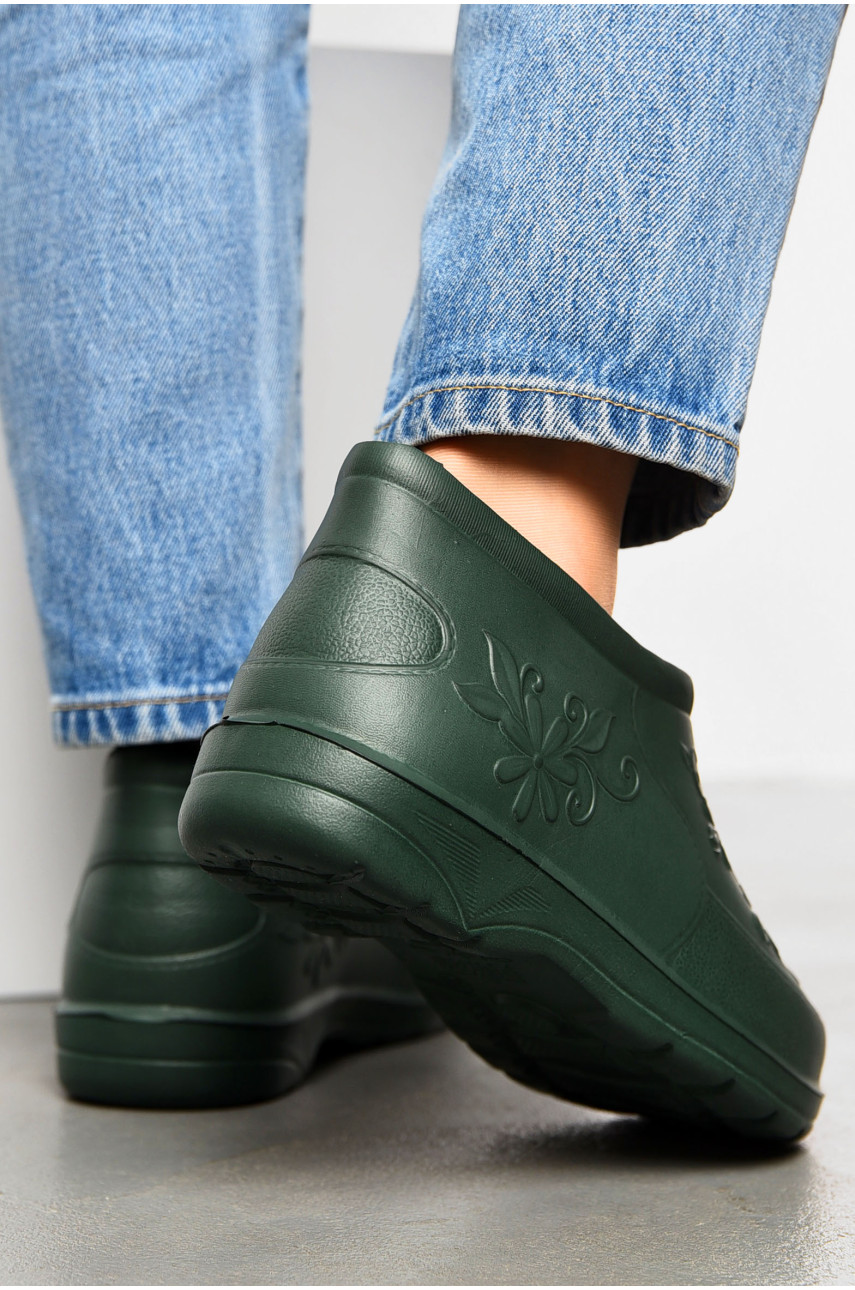 Галоши женские темно-зеленого цвета квітка 199694