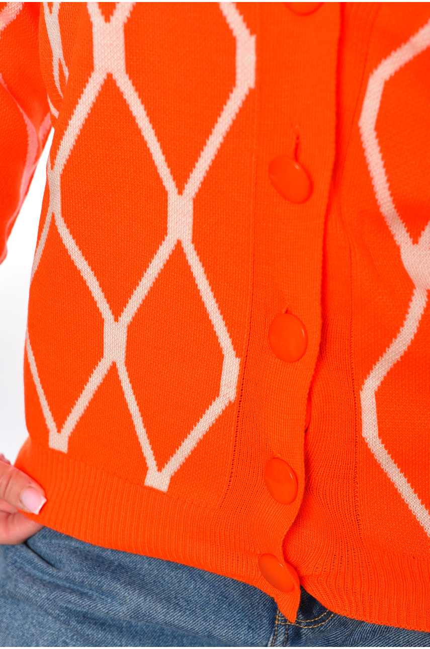 Кардиган женский оранжевого цвета с принтом 0017 199697
