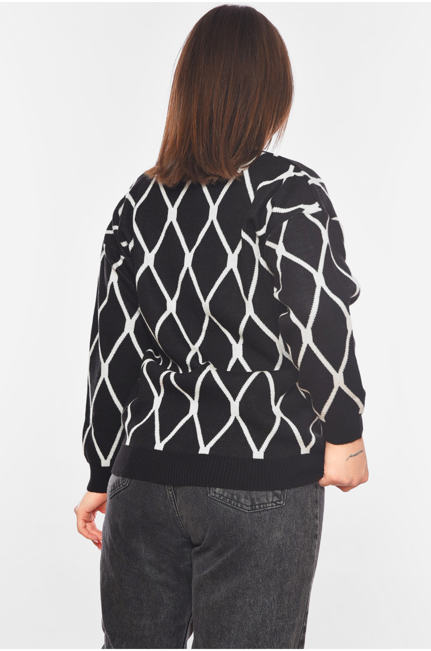 Кардиган женский черного цвета с принтом 0017 199698