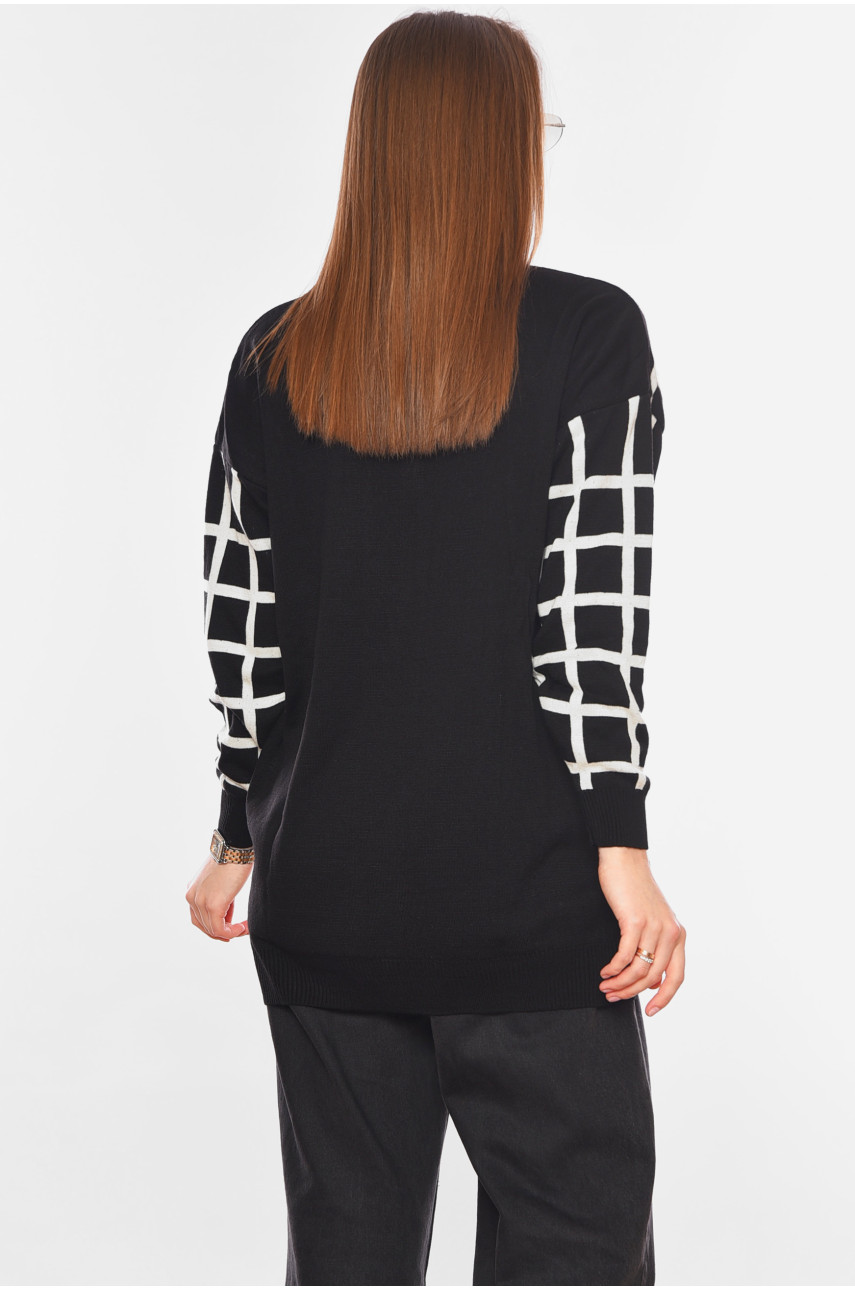 Кардиган женский черного цвета с принтом 199699 Кардиган женский черного цвета с принтом 199699