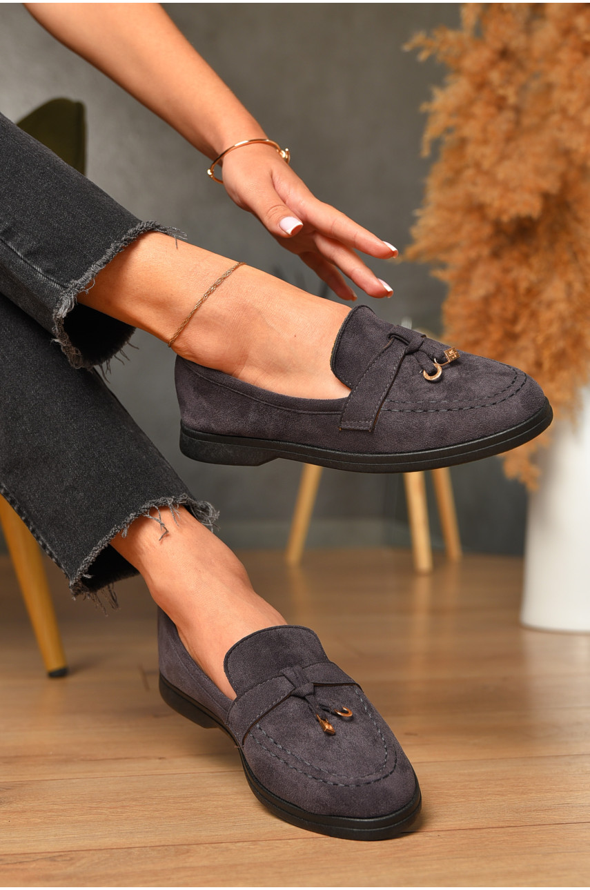 Туфлі-лофери жіночі темно-сірого кольору JН2102-2 199789