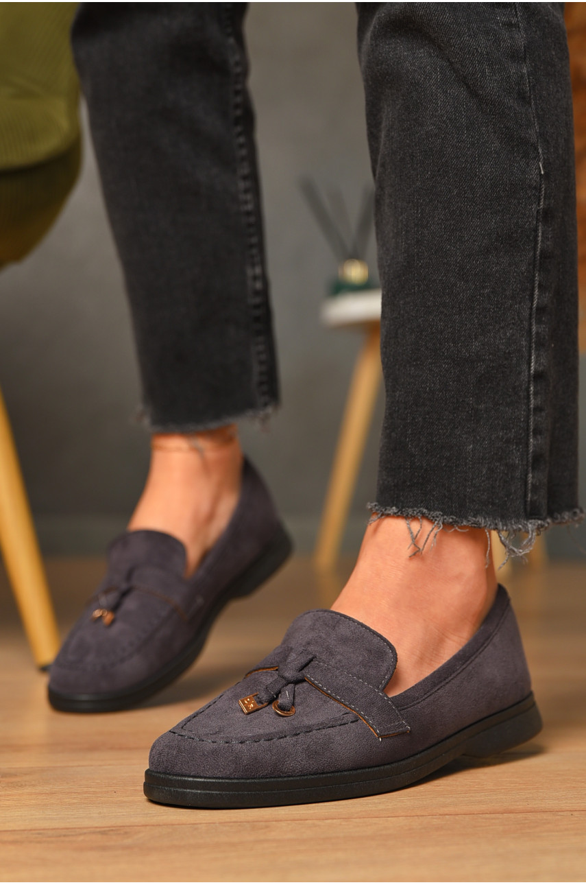 Туфлі-лофери жіночі темно-сірого кольору JН2102-2 199789