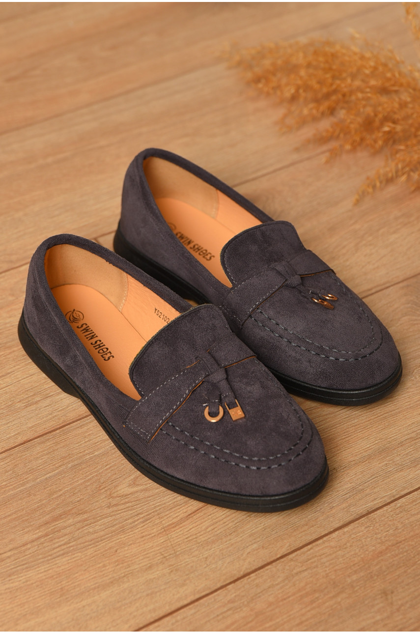 Туфлі-лофери жіночі темно-сірого кольору JН2102-2 199789