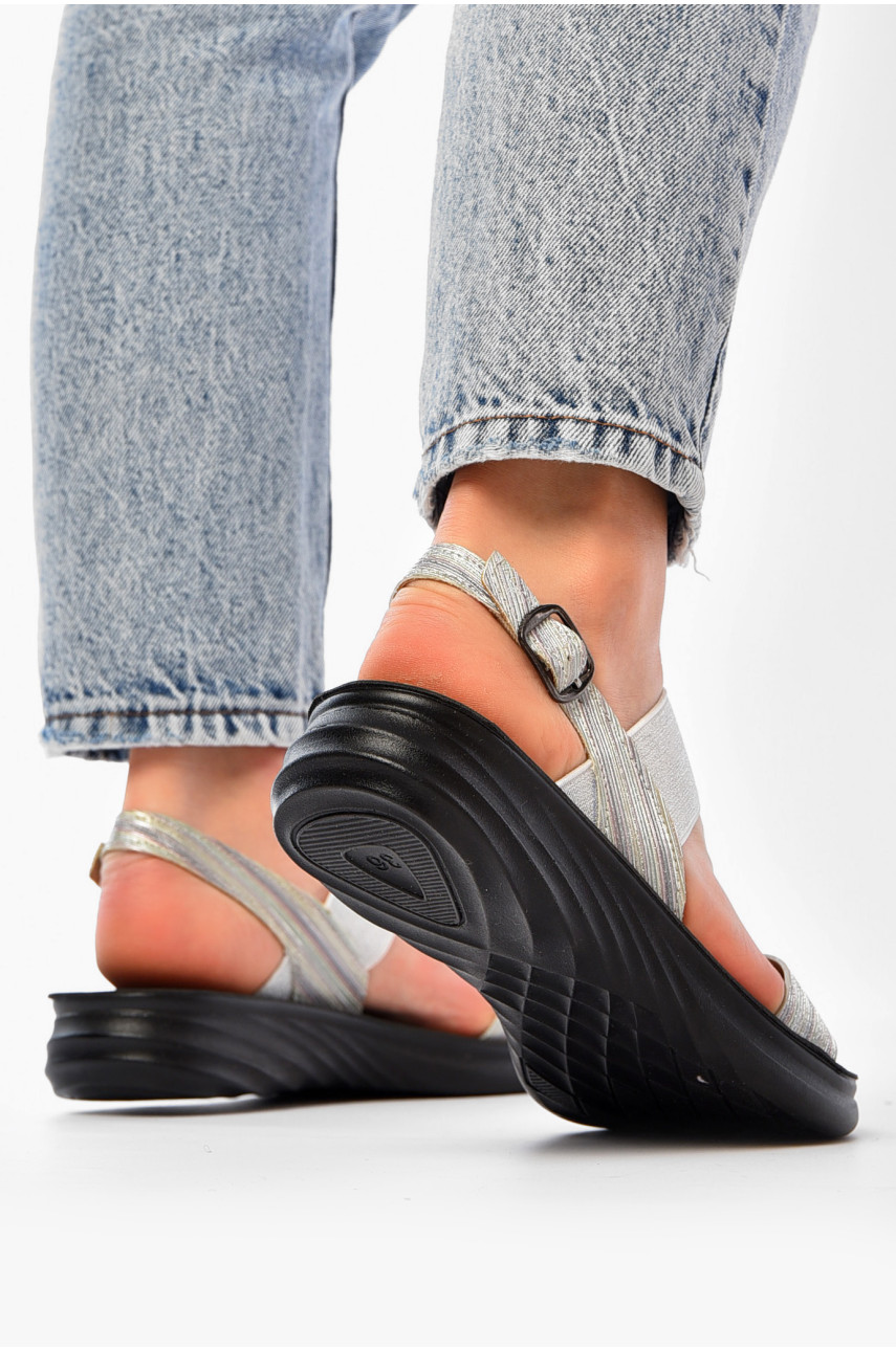 Босоножки женские серебристого цвета 728-5 199806