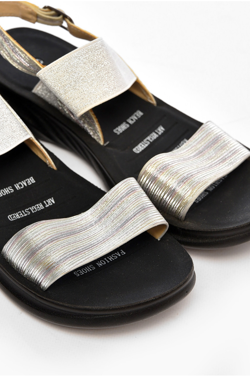 Босоножки женские серебристого цвета 728-5 199806