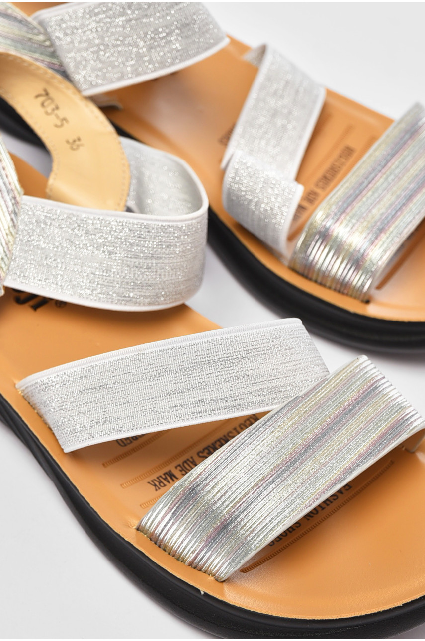 Босоножки женские серебристого цвета 703-5 199809
