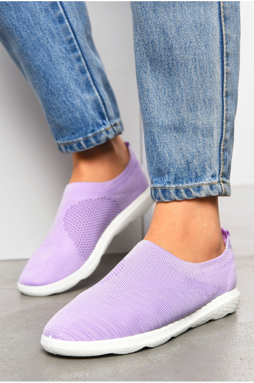 Мокасины женские сиреневого цвета текстиль 17 199833