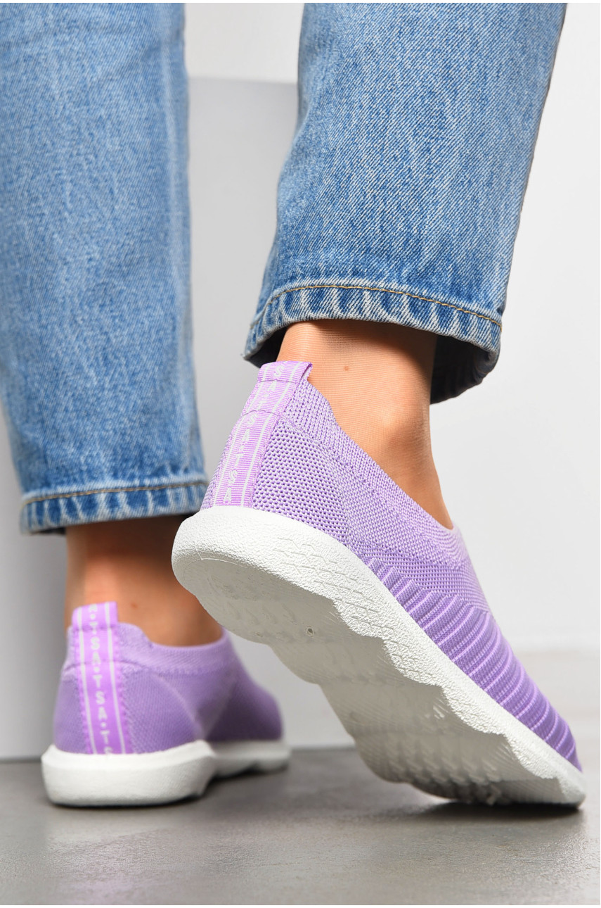 Мокасины женские сиреневого цвета текстиль 17 199833