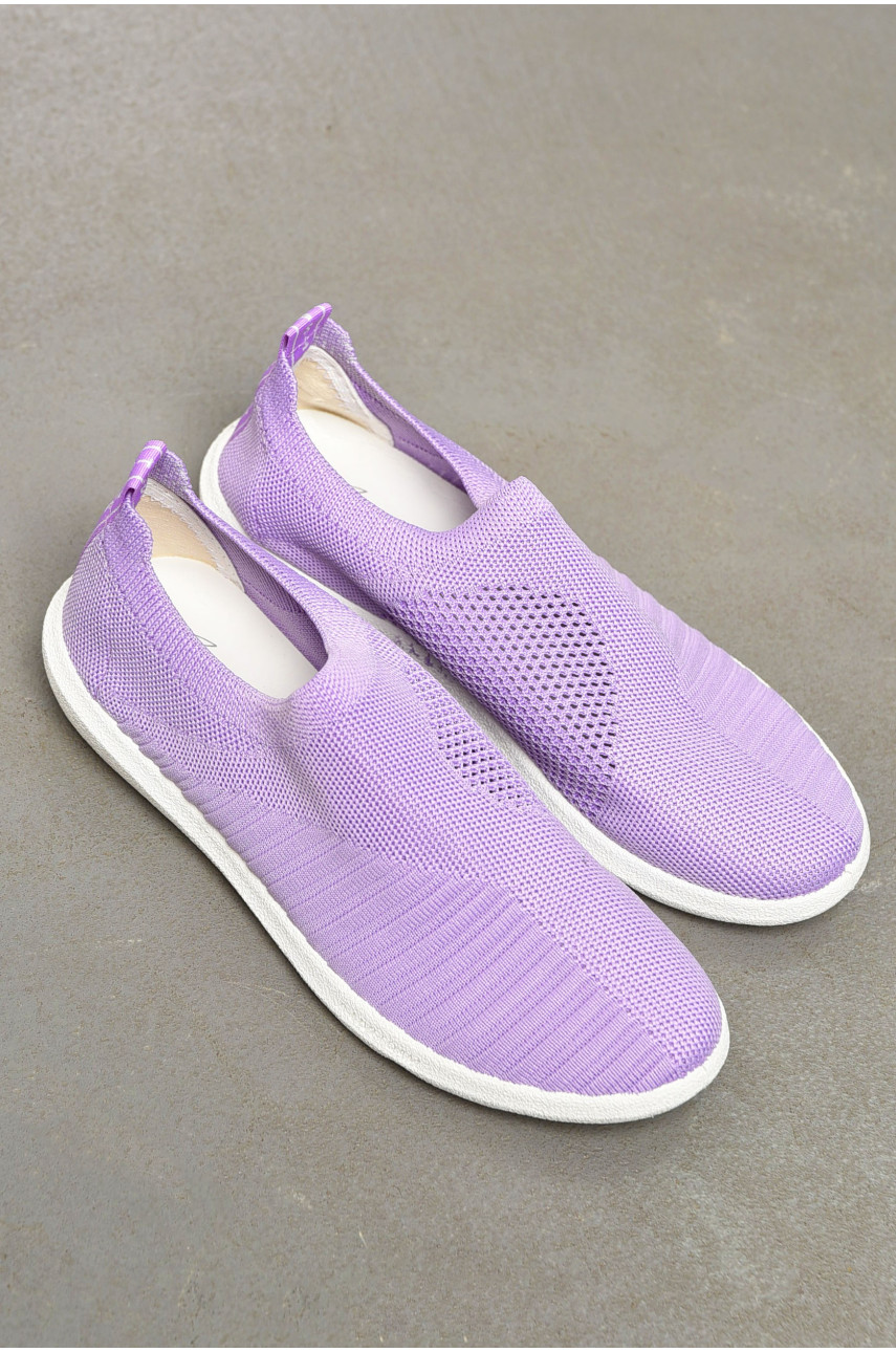 Мокасины женские сиреневого цвета текстиль 17 199833