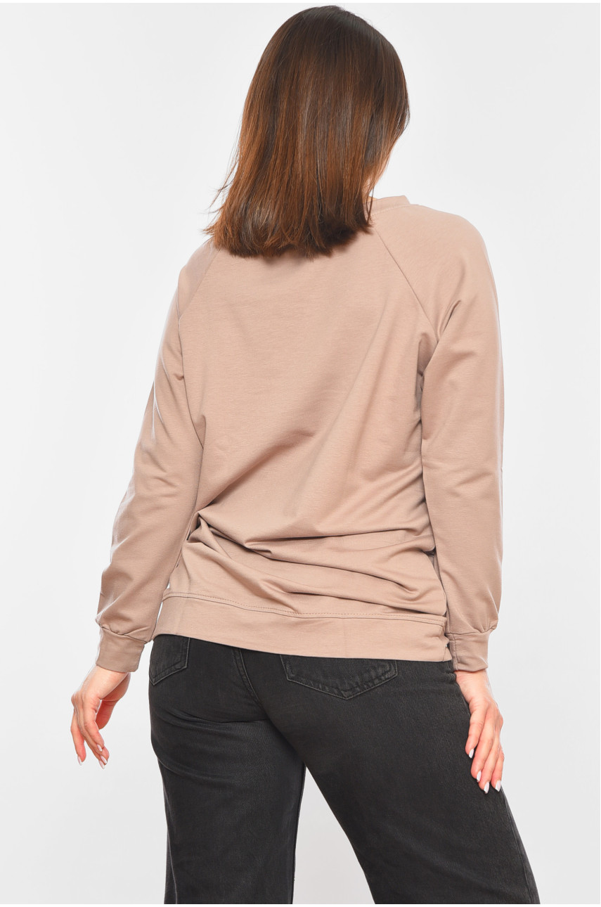 Свитшот женский цвета мокко с принтом 214 199834 Свитшот женский цвета мокко с принтом 214 199834