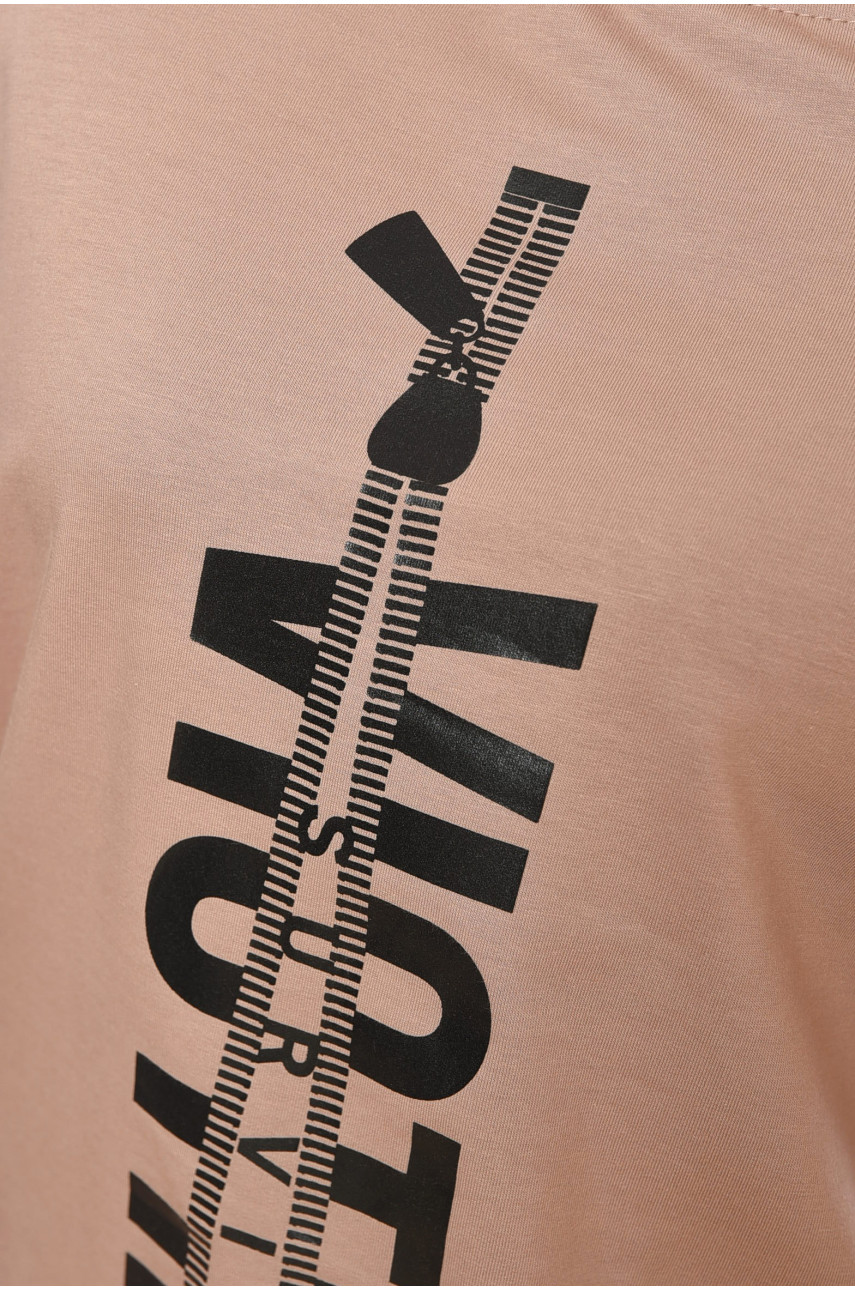 Свитшот женский цвета мокко с принтом 214 199834 Свитшот женский цвета мокко с принтом 214 199834