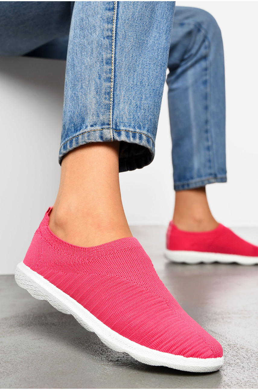 Мокасины женские розового цвета текстиль 17 199836