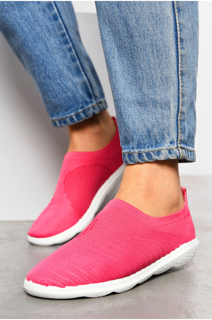 Мокасины женские розового цвета текстиль 17 199836