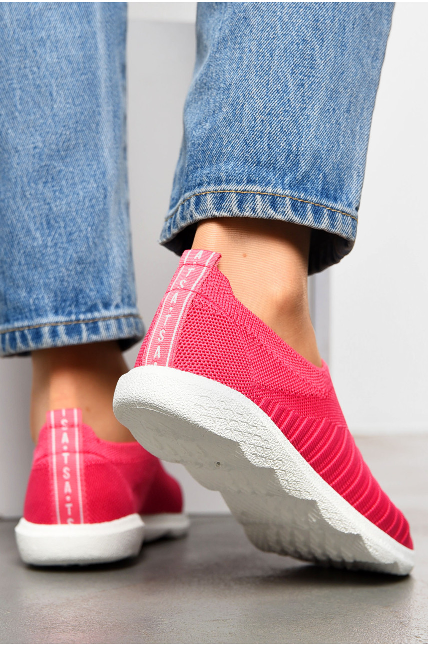 Мокасины женские розового цвета текстиль 17 199836