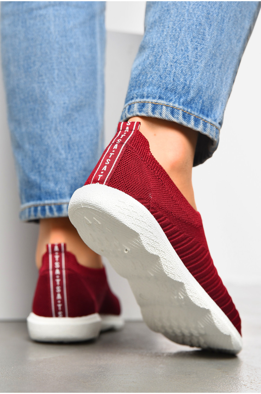 Мокасины женские бордового цвета текстиль 17 199837