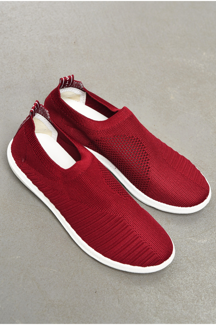 Мокасины женские бордового цвета текстиль 17 199837