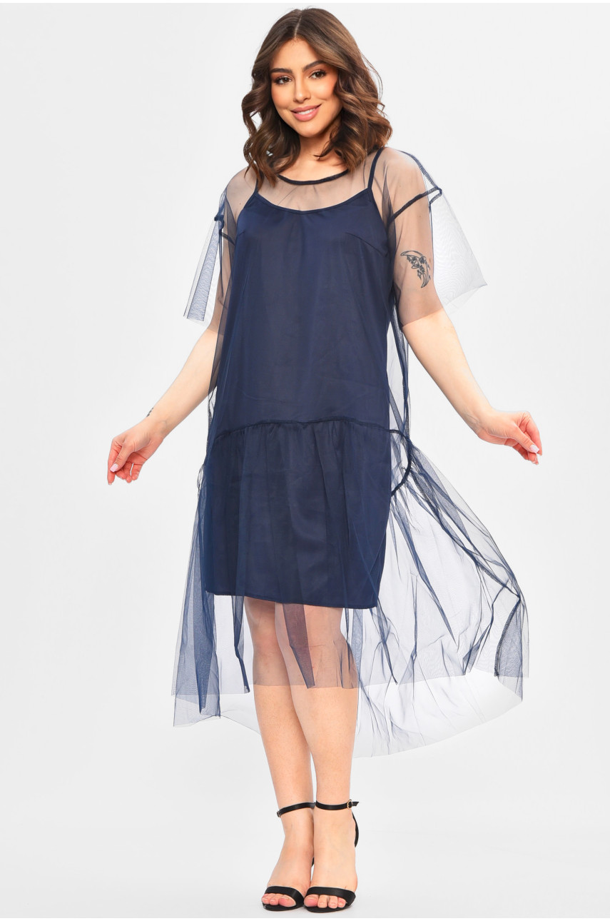Сукня жіноча напівботальна темно-синього кольору 199838