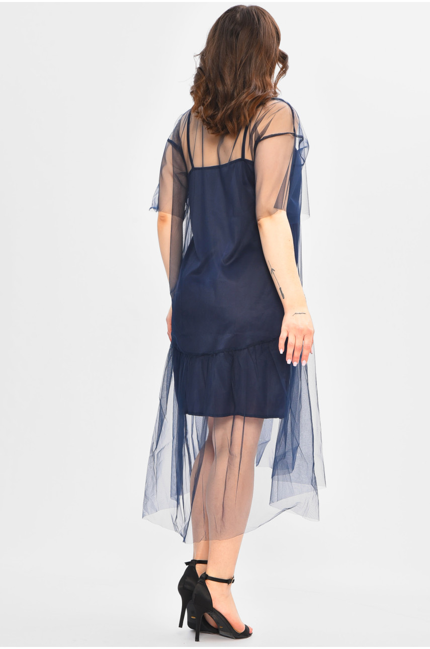 Сукня жіноча напівботальна темно-синього кольору 199838