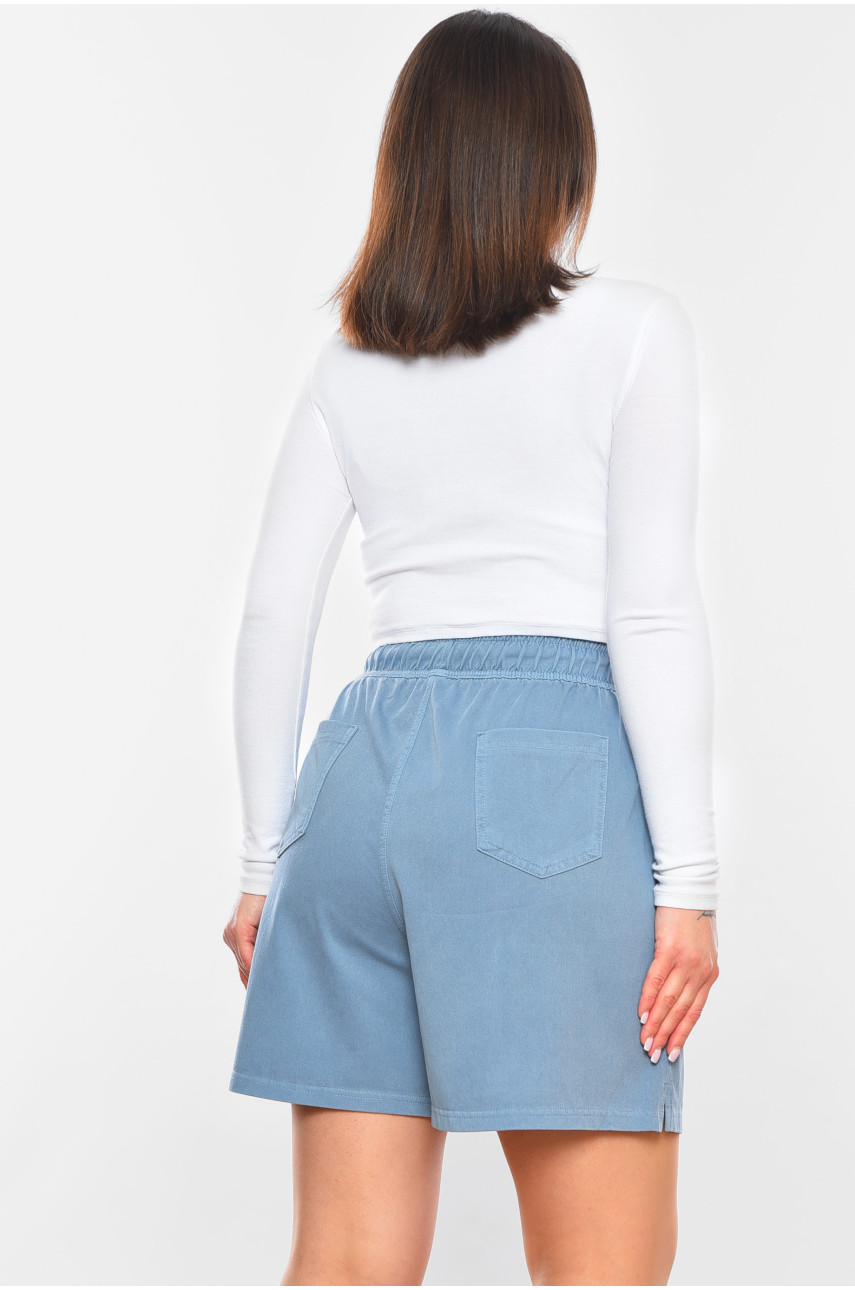 Шорты женские однотонные голубого цвета 460-1 199855