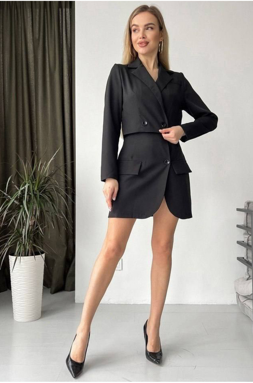 Костюм жіночий однотонний чорного кольору 2139 199873