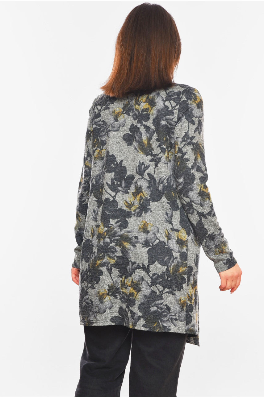 Кардиган женский тёмно-серого цвета с принтом 860 199902 Кардиган женский тёмно-серого цвета с принтом 860 199902
