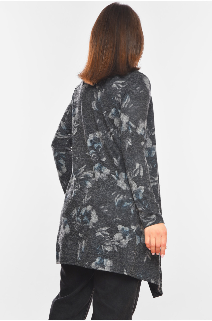 Кардиган женский тёмно-серого цвета с принтом 860 199917 Кардиган женский тёмно-серого цвета с принтом 860 199917