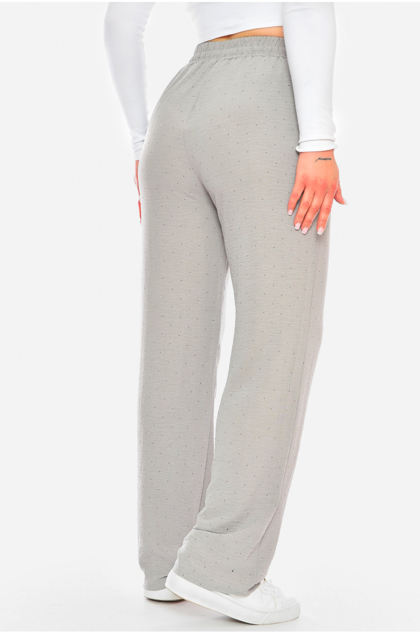 Штаны женские серого цвета со стразами 9813-1 199933