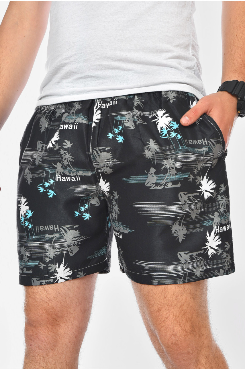 Шорти чоловічі чорного кольору з принтом DK6339 199949 Шорти чоловічі чорного кольору з принтом DK6339 199949
