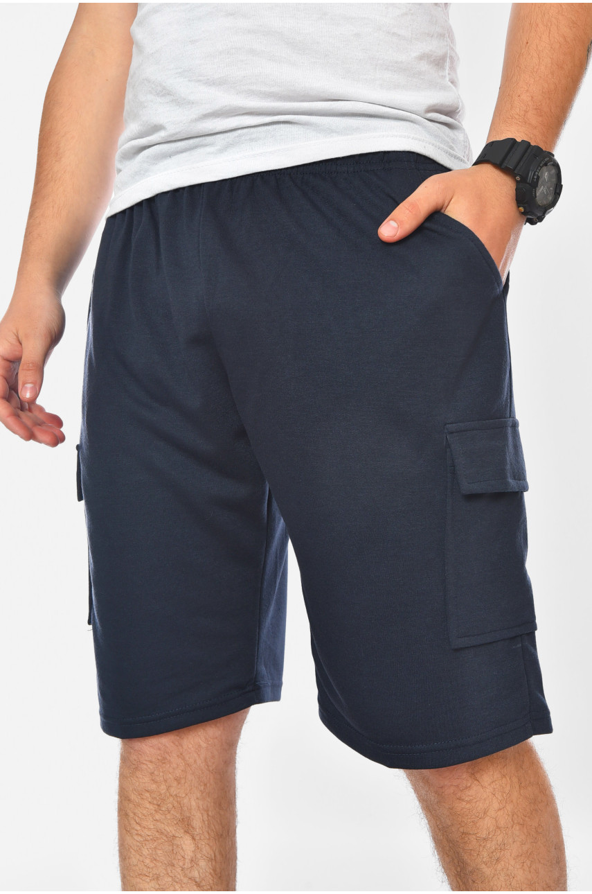 Шорты мужские однотонные темно-синего цвета WFK5139 199968 Шорты мужские однотонные темно-синего цвета WFK5139 199968