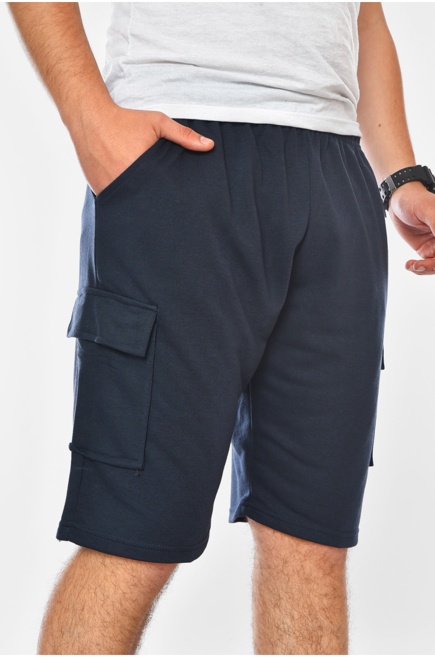 Шорты мужские однотонные темно-синего цвета WFK5139 199968 Шорты мужские однотонные темно-синего цвета WFK5139 199968