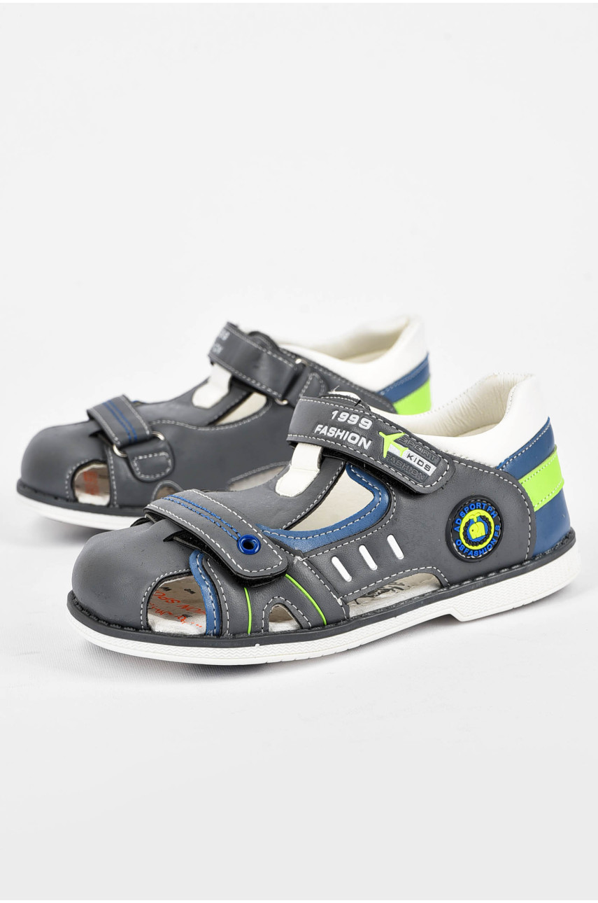 Сандалі дитячі сірого кольору на ліпучці В5819-3 200061