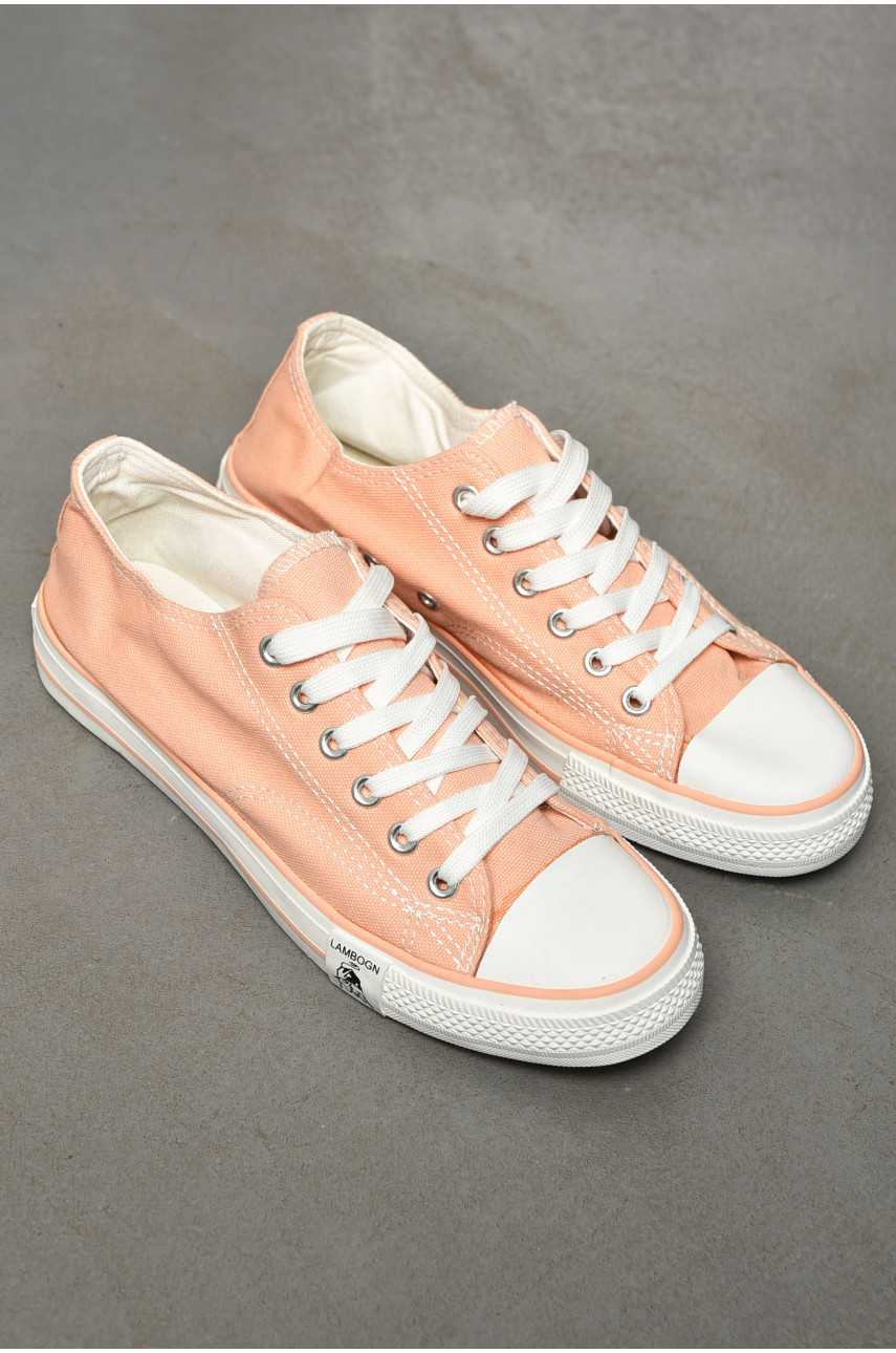 Кеды женские розового цвета на шнуровке 013-07 200093