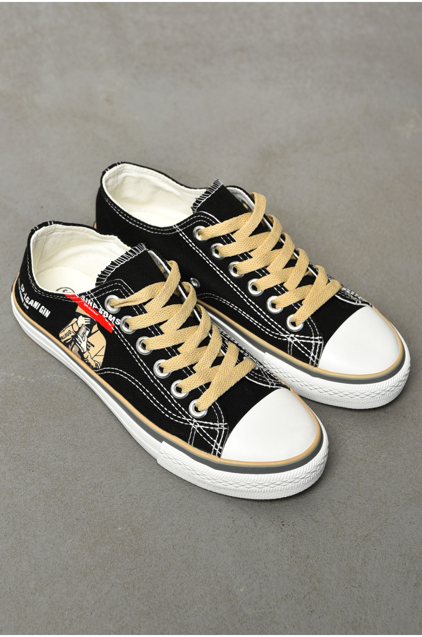 Кеды женские черного цвета на шнуровке F62165-2 200094