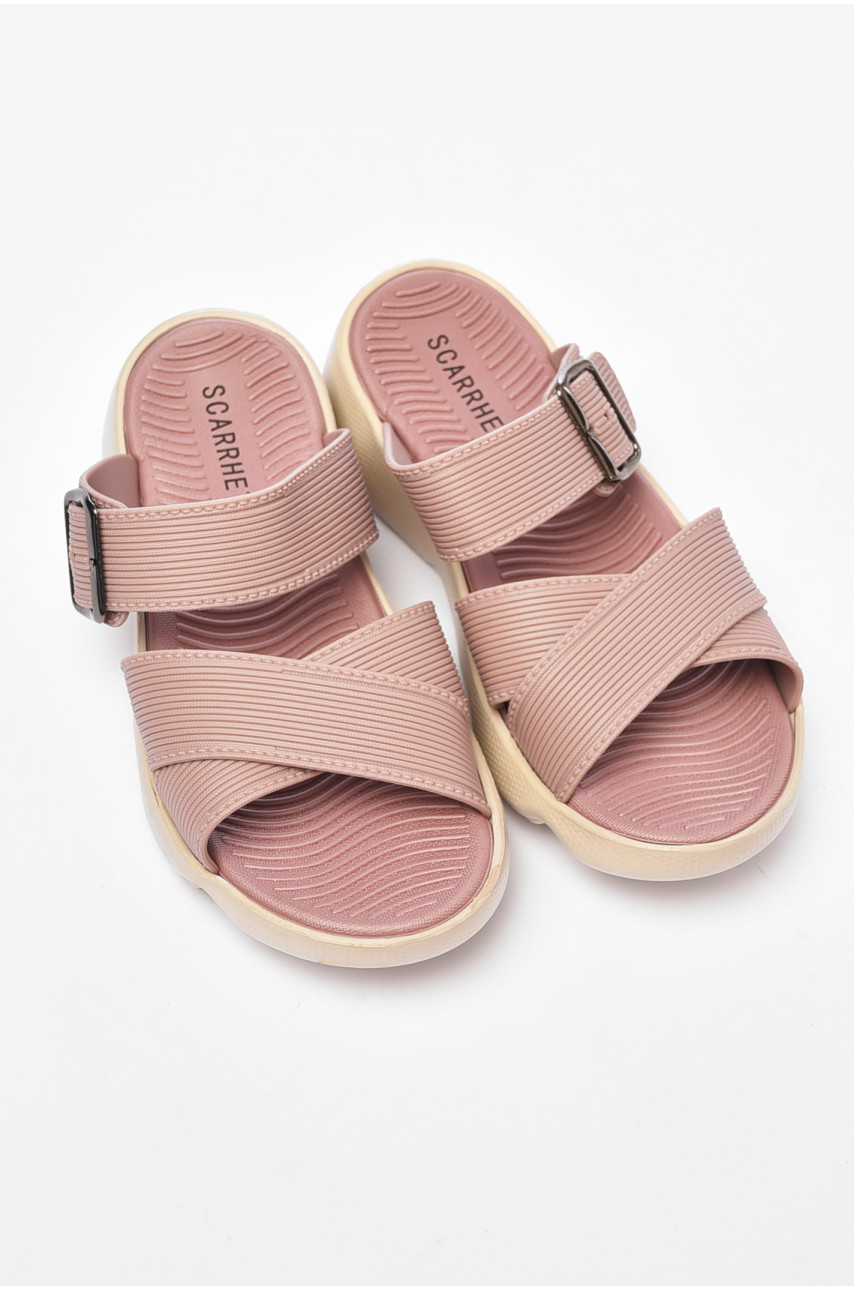 Шльопанці жіночі пудрового кольору 200096