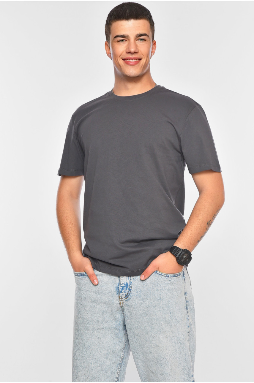 Футболка мужская полубатальная тёмно-серого цвета 200126 Футболка мужская полубатальная тёмно-серого цвета 200126