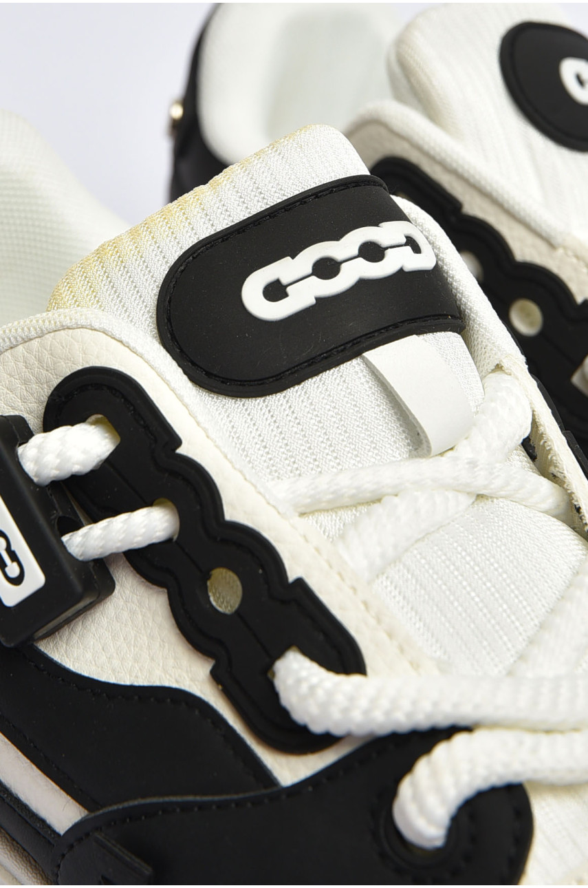 Кроссовки мужские черно-белого цвета на шнуровке Уценка 70-6 200135