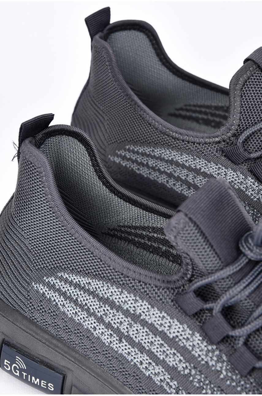 Кроссовки мужские темно-серого цвета на шнуровке текстиль 2026-2 200165