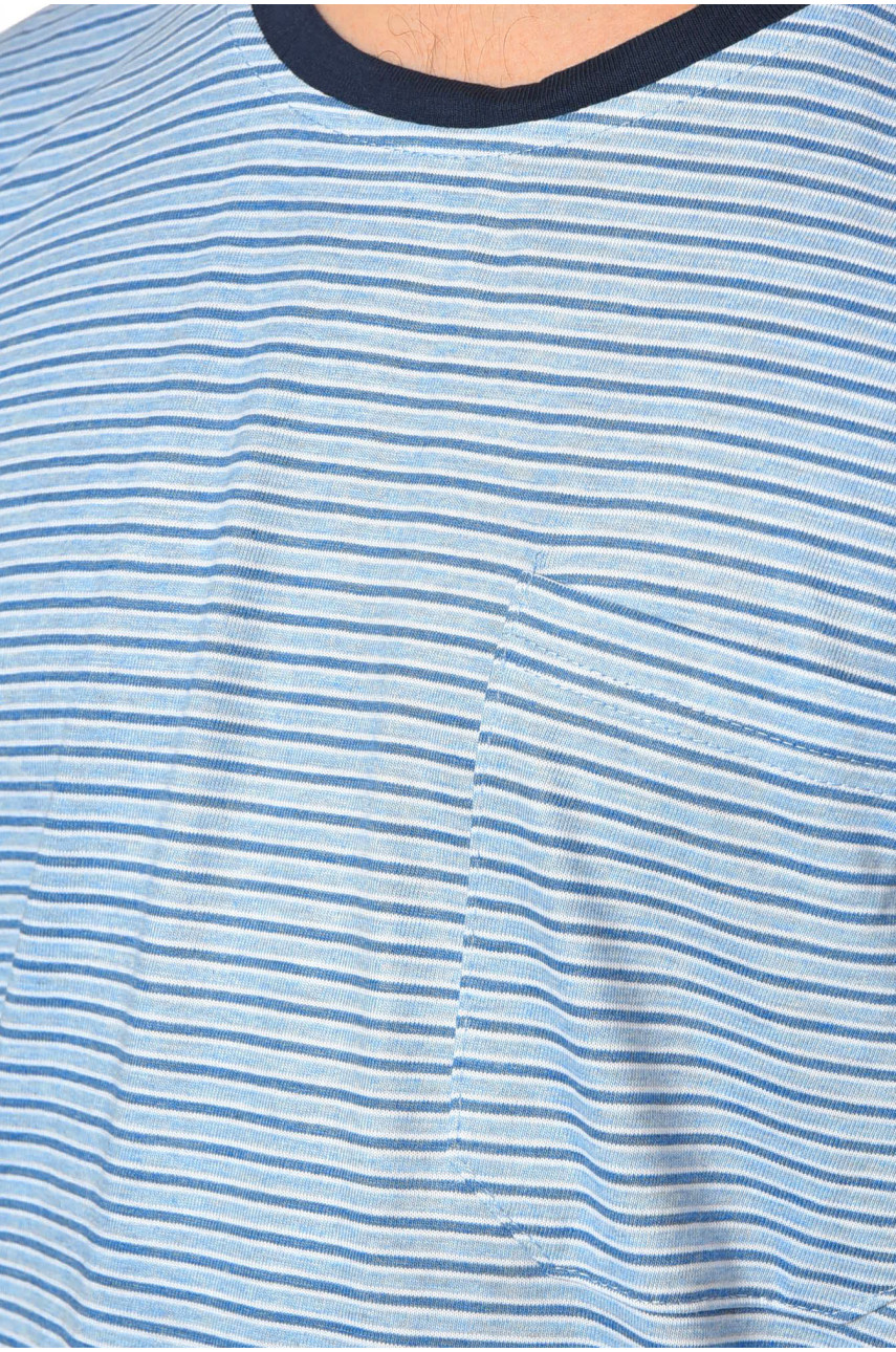 Футболка мужская батальная голубого цвета в полоску А-422 200189