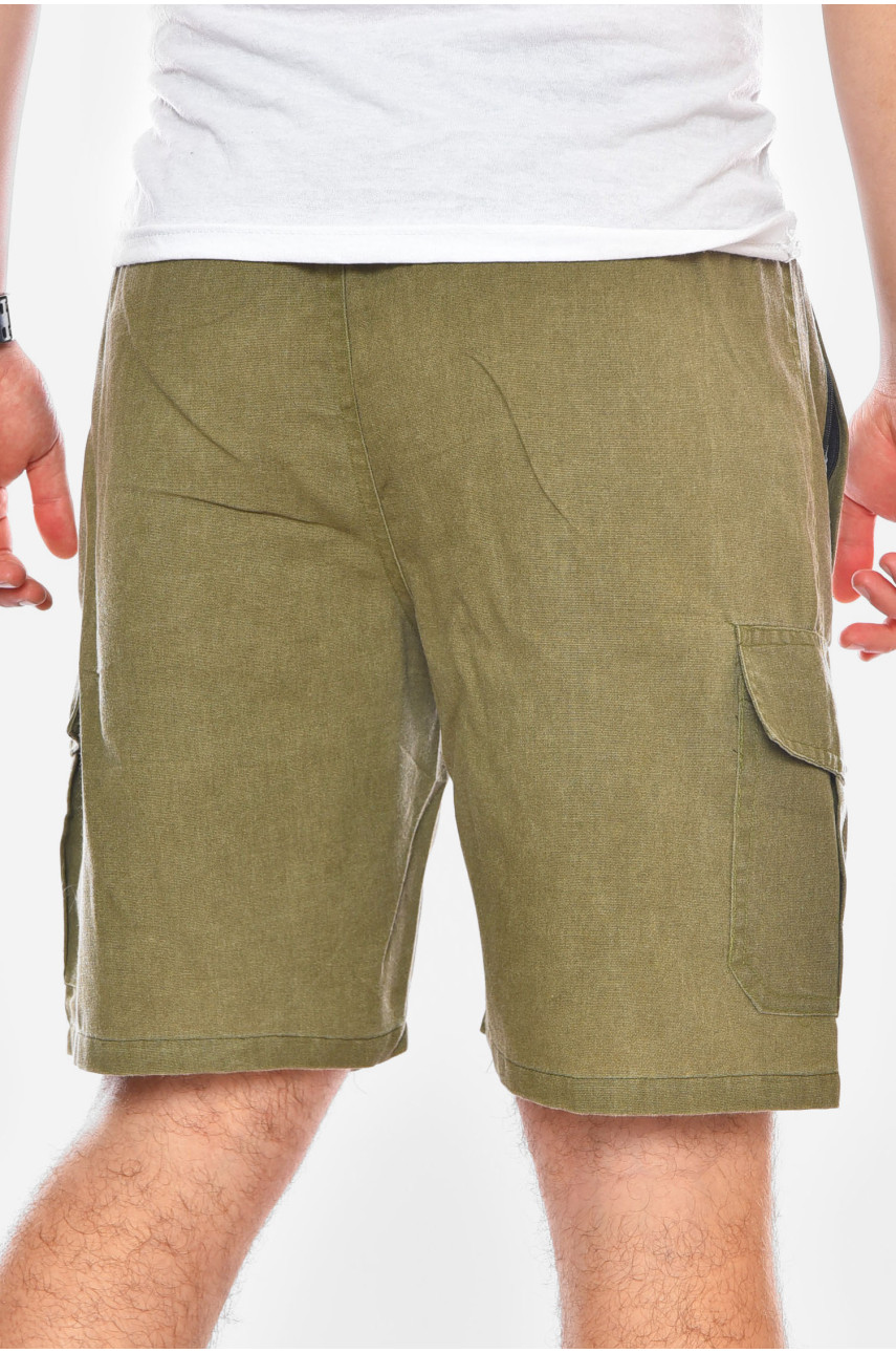 Шорты мужские однотонные цвета хакки 2101 200201