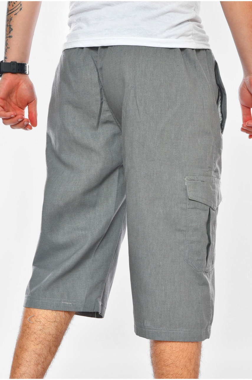 Бриджи мужские однотонные серого цвета 2102 200208 Бриджи мужские однотонные серого цвета 2102 200208