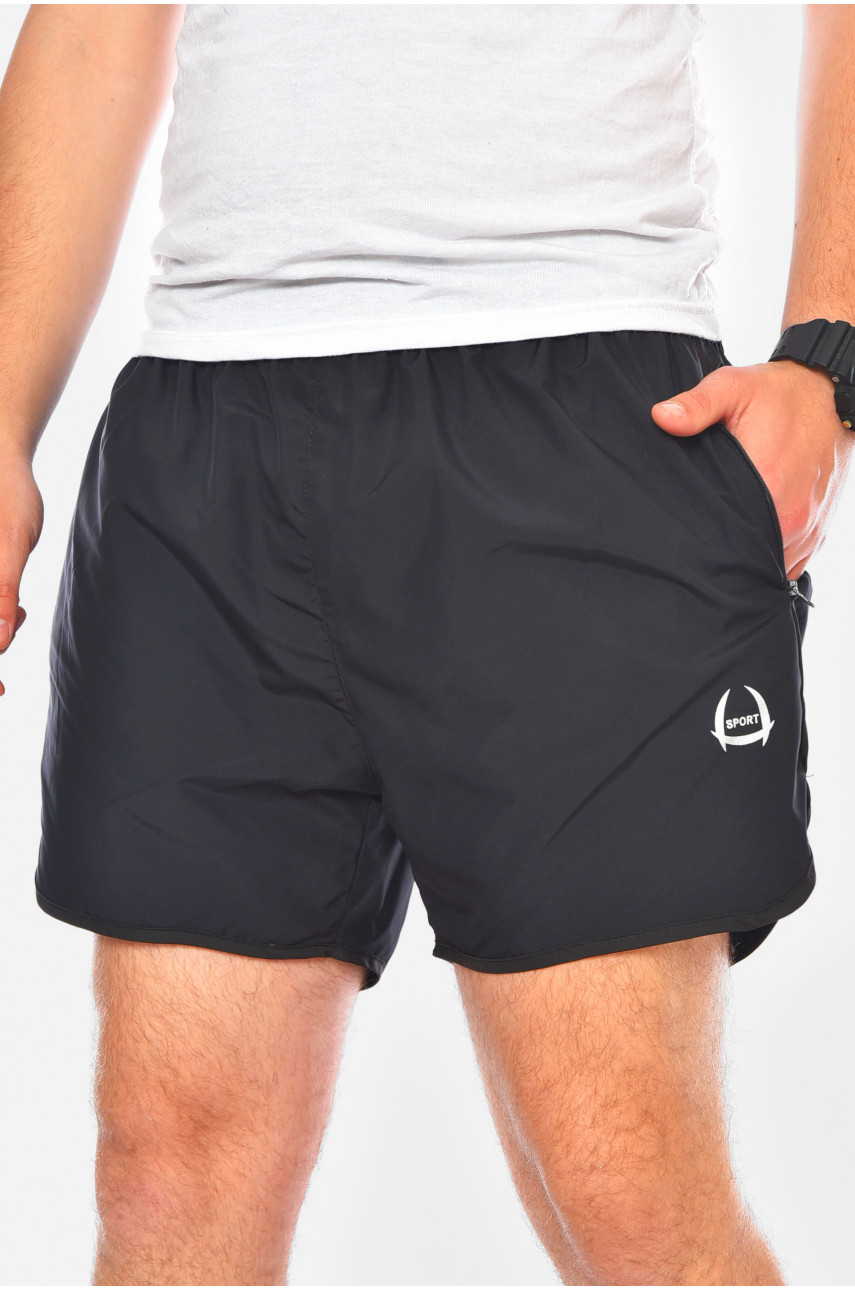 Шорти чоловічі однотонні чорного кольору 2001 200219 Шорти чоловічі однотонні чорного кольору 2001 200219